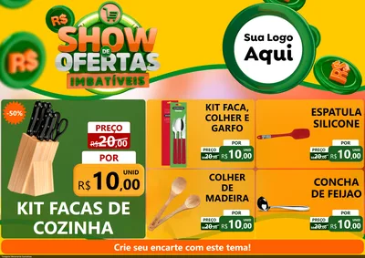 Modelo de Encarte para Encarte A4 Horizontal com o tema Show de Ofertas Imbatíveis para Utilidades Domésticas