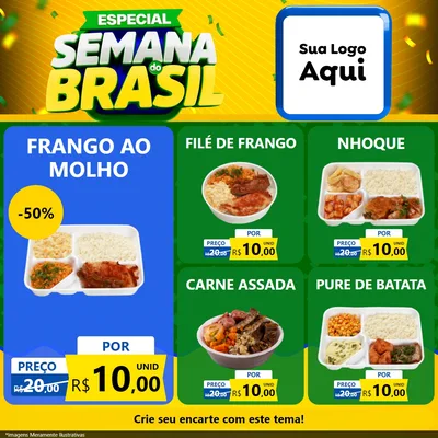 Modelo de Rede Social para Feed Facebook com o tema Especial Semana do Brasil para Restaurante