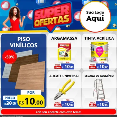 Modelo de Rede Social para Feed Facebook com o tema Super Ofertas para Material para Construção