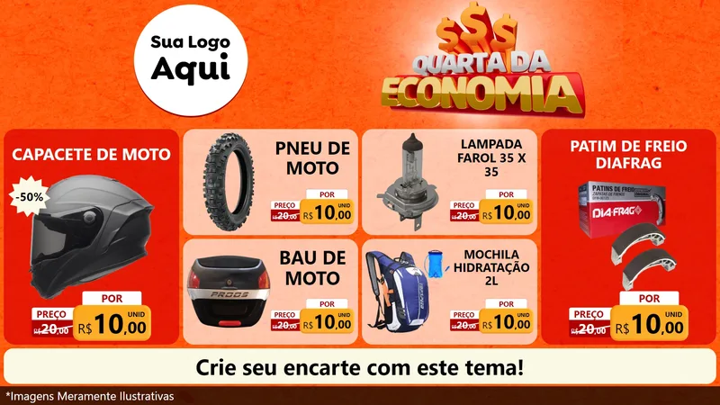 Modelo de TV para TV Horizontal com o tema Quarta da Economia para Moto peças