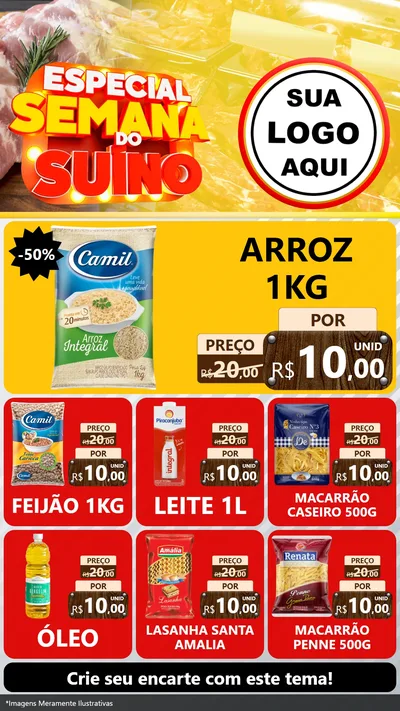Modelo de Rede Social para Stories com o tema Especial Semana do Suíno para Supermercado