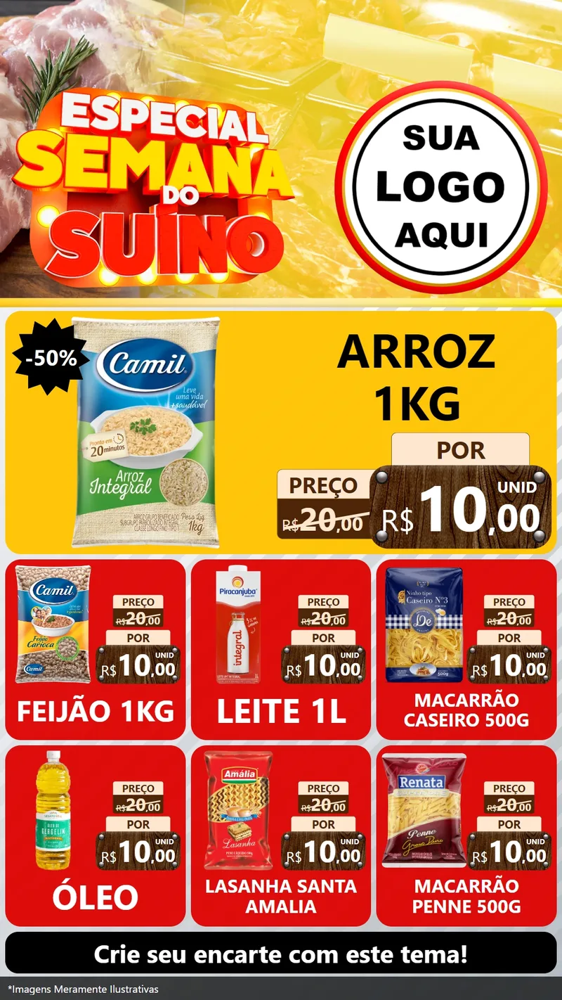 Modelo de Rede Social para Stories com o tema Especial Semana do Suíno para Supermercado