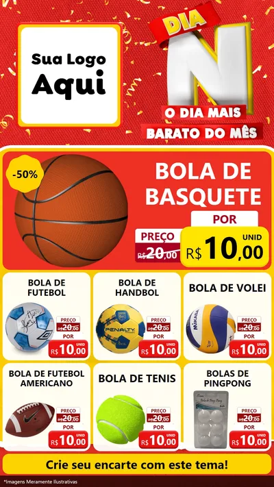 Modelo de Rede Social para Stories com o tema Dia N o Dia Mais Barato do Mês para Artigos Esportivos