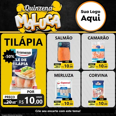 Modelo de Rede Social para Feed Facebook com o tema Quinzena Maluca para Peixaria