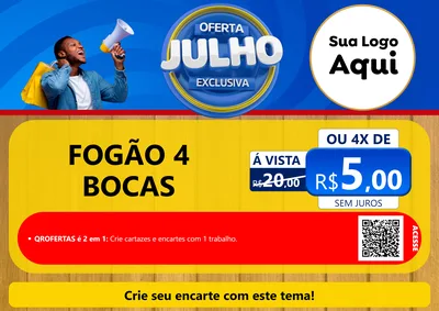 Modelo de Cartaz para Cartaz A4 Horizontal com o tema Oferta Exclusiva, Julho para Móveis e Eletro