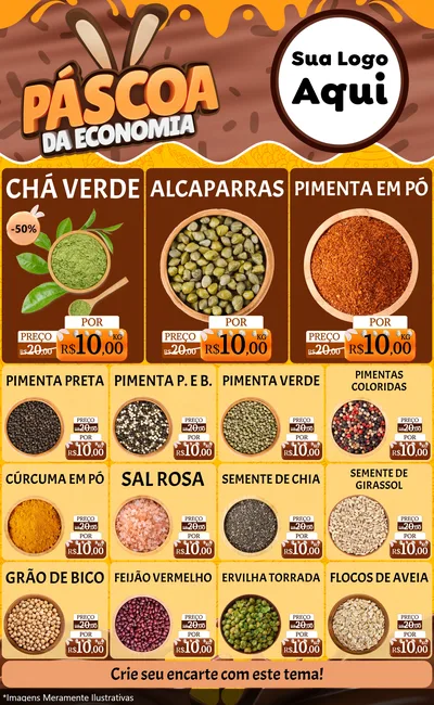 Modelo de Encarte para Encarte Grande com o tema Páscoa da Economia para Produtos Naturais
