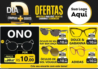 Modelo de Encarte para Encarte A4 Horizontal com o tema Dia D Mais Economia para Óticas