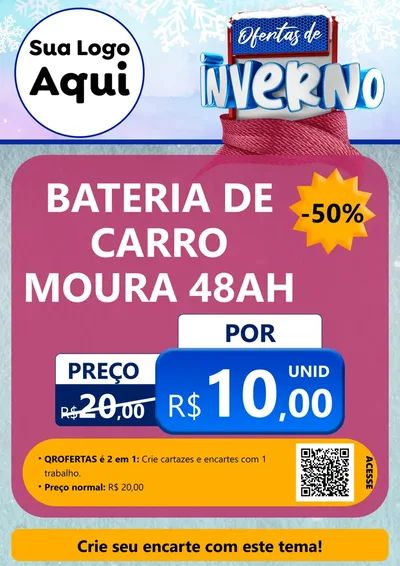 Modelo de Cartaz para Cartaz A4 Vertical com o tema Ofertas de Inverno para Baterias Elétricas