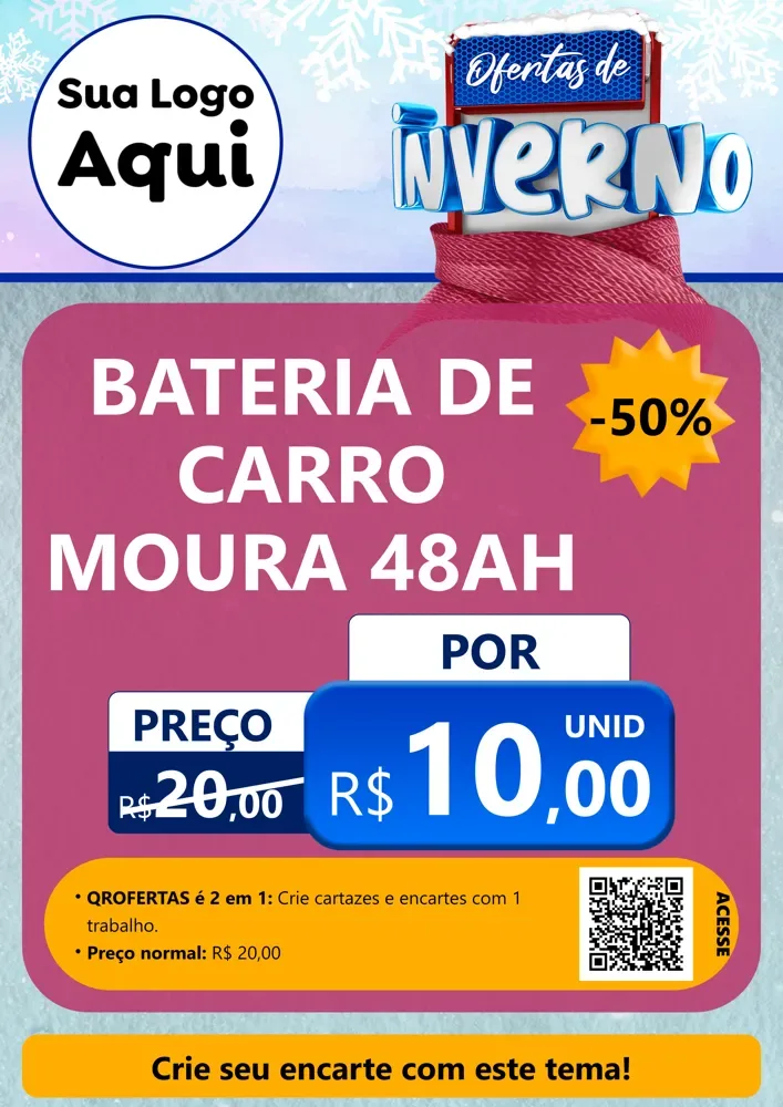 Modelo de Cartaz para Cartaz A4 Vertical com o tema Ofertas de Inverno para Baterias Elétricas