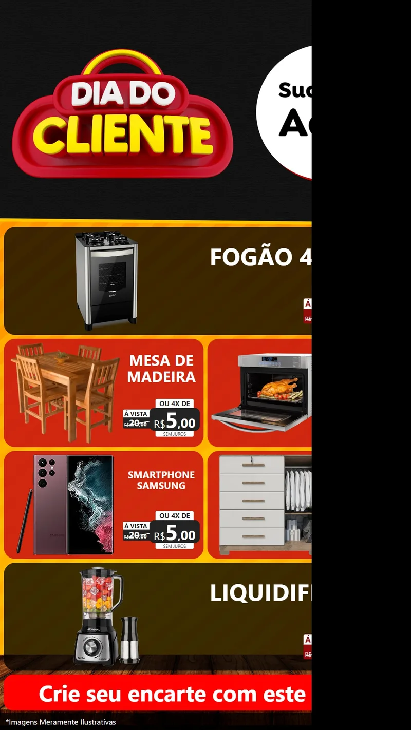 Modelo de TV para TV Vertical com o tema Dia do Cliente para Móveis e Eletro