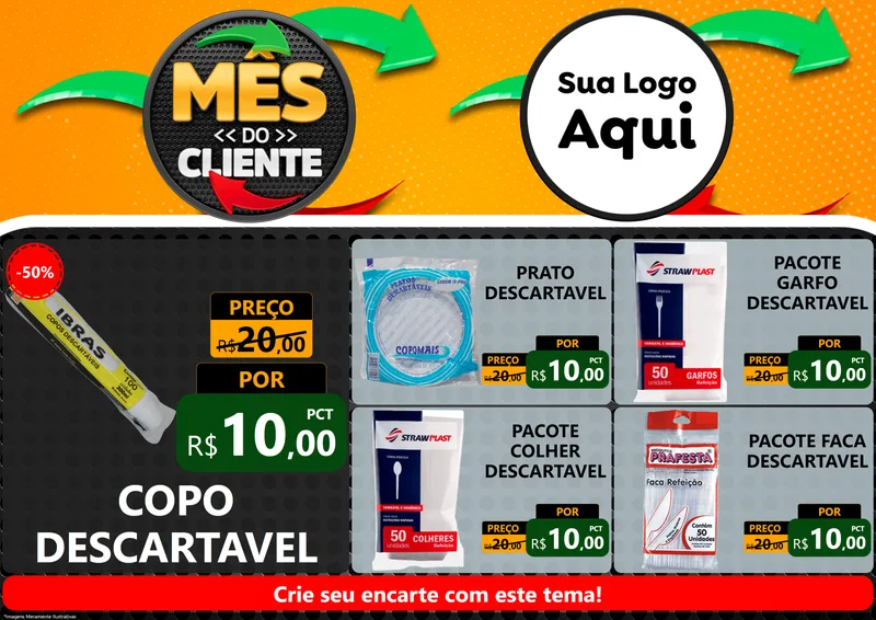 Modelo de Encarte para Encarte A4 Horizontal com o tema Mês do Cliente para Embalagens