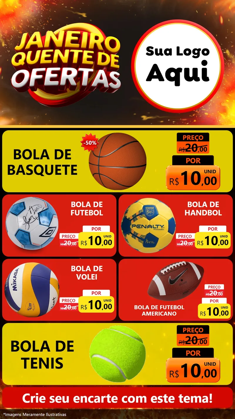 Modelo de TV para TV Vertical com o tema Janeiro Quente de Ofertas para Artigos Esportivos