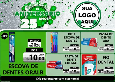 Modelo de Encarte para Encarte A4 Horizontal com o tema Promoção de Aniversário - 25 Anos para Higiene Pessoal