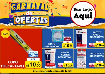 Modelo de Encarte para Encarte A4 Horizontal com o tema Carnaval de Ofertas para Embalagens