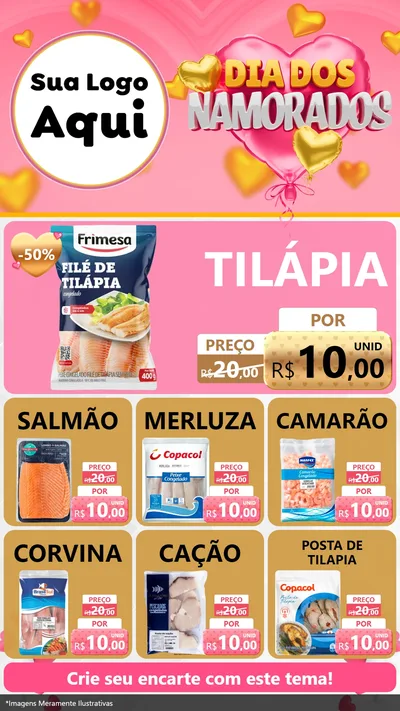 Modelo de Rede Social para Stories com o tema Dia dos Namorados para Peixaria