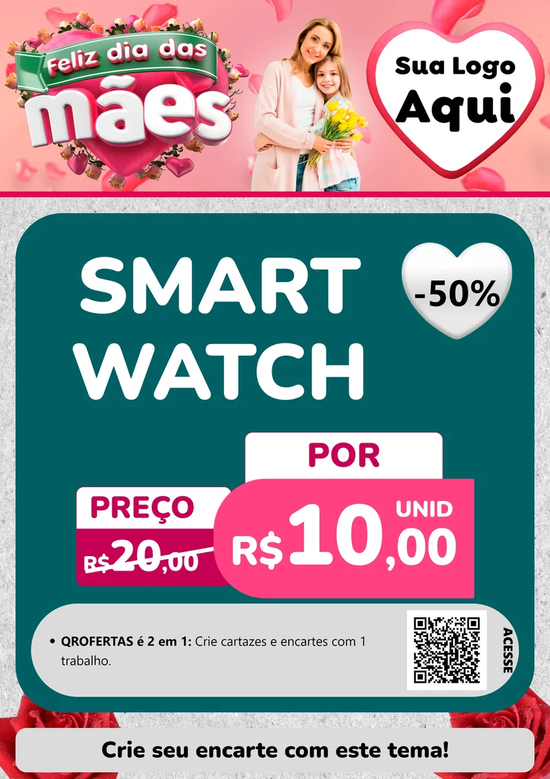 Modelo de Cartaz para Cartaz A4 Vertical com o tema Feliz Dia das Mães para Informática