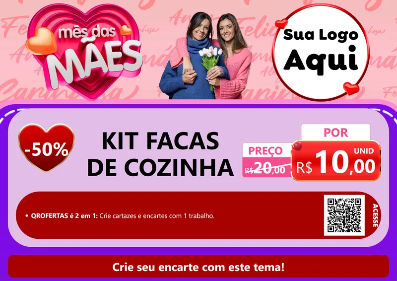 Modelo de Cartaz para Cartaz A4 Horizontal com o tema Mês Das Mães para Utilidades Domésticas