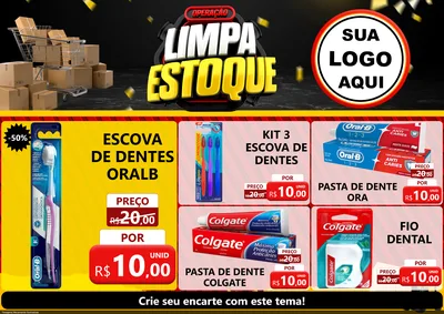 Modelo de Encarte para Encarte A4 Horizontal com o tema Operação Limpa Estoque para Higiene Pessoal