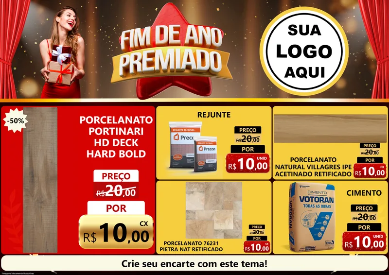 Modelo de Encarte para Encarte A4 Horizontal com o tema Fim de Ano Premiado para Pisos e revestimentos