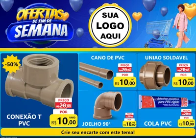 Modelo de Encarte para Encarte A4 Horizontal com o tema Ofertas de Fim de Semana para Tubos e conexões