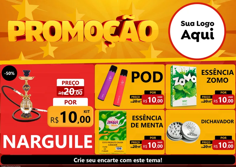 Modelo de Encarte para Encarte A4 Horizontal com o tema Promoção para Tabacaria