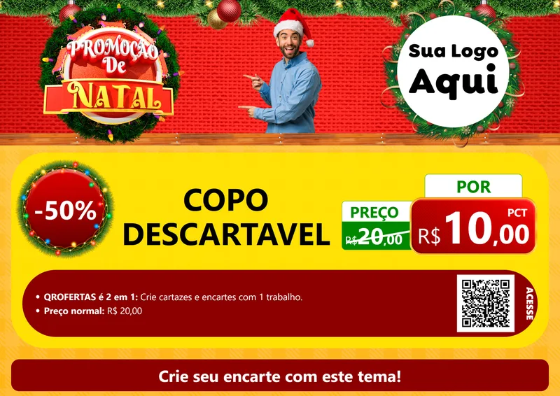 Modelo de Cartaz para Cartaz A4 Horizontal com o tema Promoção de Natal para Embalagens