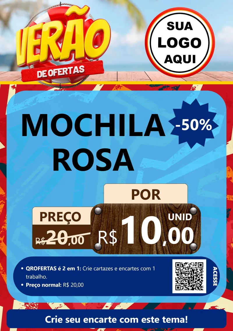 Modelo de Cartaz para Cartaz A4 Vertical com o tema Verão de Ofertas para Papelaria