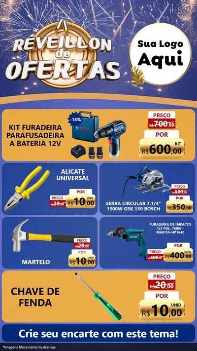 Modelo de TV para TV Vertical com o tema Réveillon de Ofertas para Maquinas e Ferramentas