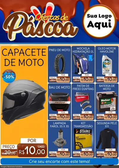 Modelo de Encarte para Encarte A4 Vertical com o tema Ofertas de Páscoa para Moto peças