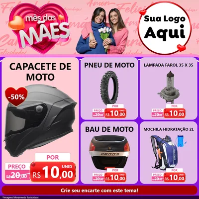 Modelo de Rede Social para Feed Facebook com o tema Mês Das Mães para Moto peças