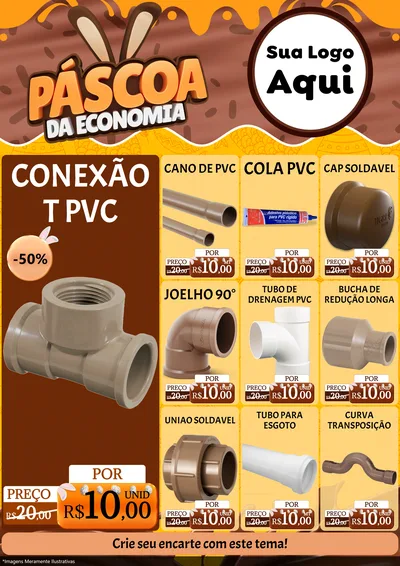 Modelo de Encarte para Encarte A4 Vertical com o tema Páscoa da Economia para Tubos e conexões