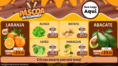 Modelo de TV para TV Horizontal com o tema Páscoa da Economia para Hortifrúti