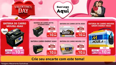 Modelo de TV para TV Horizontal com o tema Valentine's Day para Baterias Elétricas