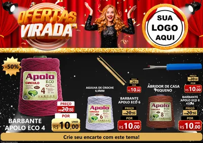 Modelo de Encarte para Encarte A4 Horizontal com o tema Ofertas da Virada para Armarinho e Aviamentos