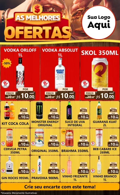 Modelo de Encarte para Encarte Grande com o tema As Melhores Ofertas para Distribuidora de bebidas