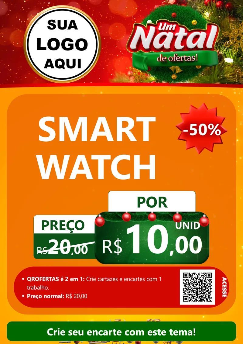 Modelo de Cartaz para Cartaz A4 Vertical com o tema Um Natal de Ofertas para Informática