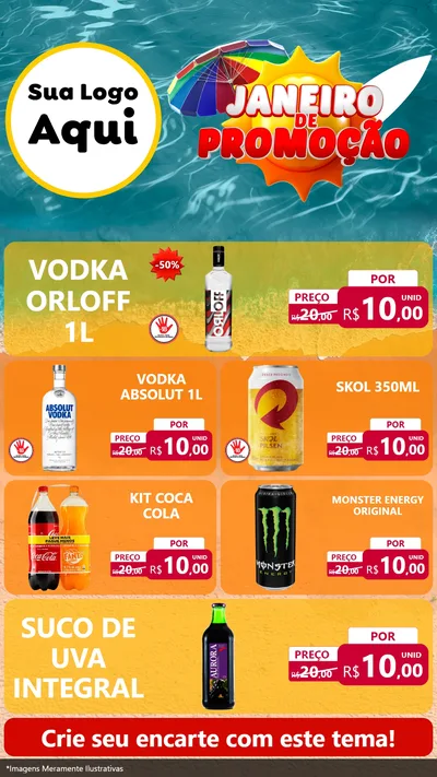 Modelo de TV para TV Vertical com o tema Janeiro de Promoção para Distribuidora de bebidas
