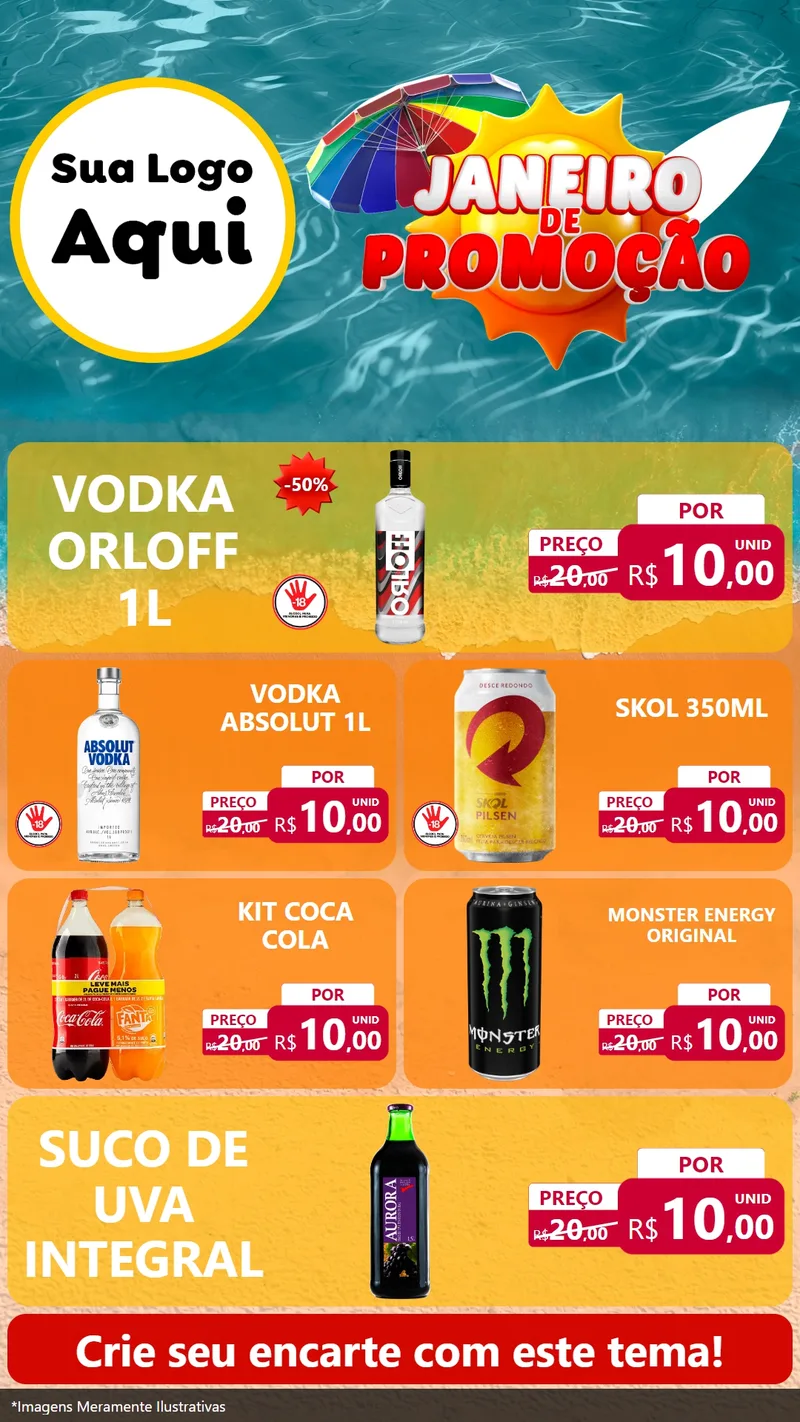 Modelo de TV para TV Vertical com o tema Janeiro de Promoção para Distribuidora de bebidas