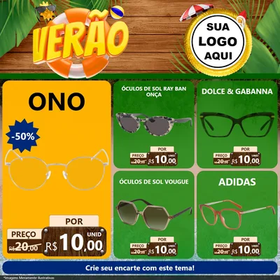 Modelo de Rede Social para Feed Facebook com o tema Verão para Óticas