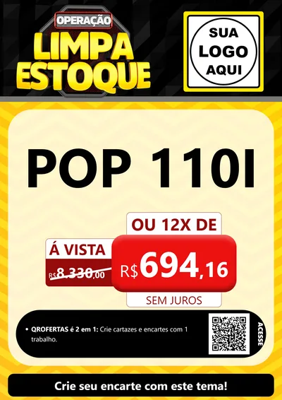 Modelo de Cartaz para Cartaz A4 Vertical com o tema Operação Limpa Estoque para Concessionaria de Motos