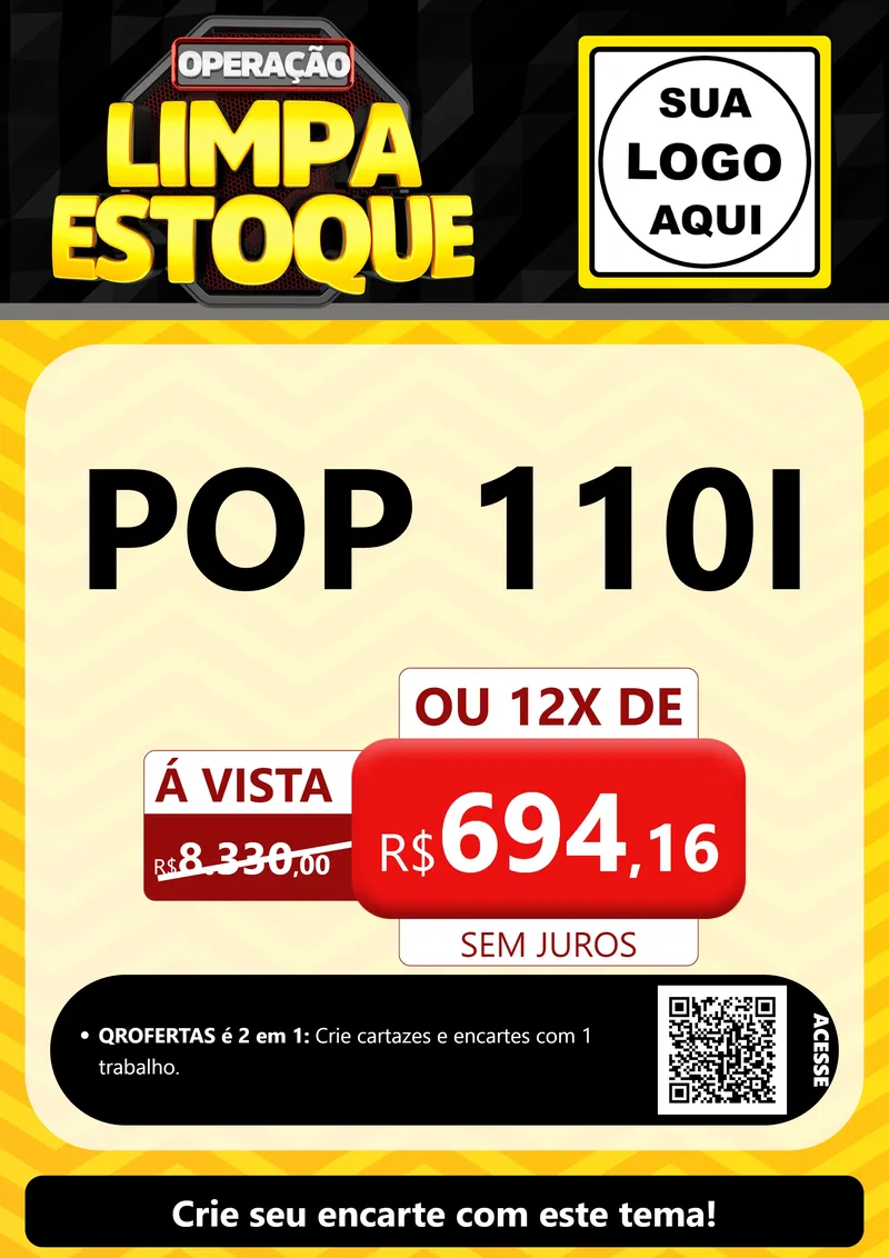 Modelo de Cartaz para Cartaz A4 Vertical com o tema Operação Limpa Estoque para Concessionaria de Motos
