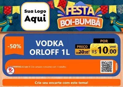 Modelo de Cartaz para Cartaz A4 Horizontal com o tema Festa Boi Bumbá para Distribuidora de bebidas