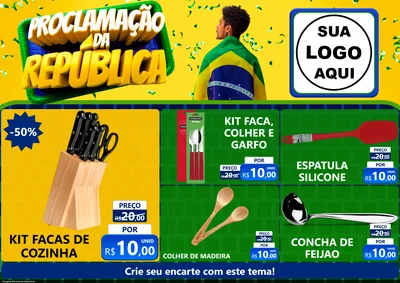 Modelo de Encarte para Encarte A4 Horizontal com o tema Proclamação da República para Utilidades Domésticas