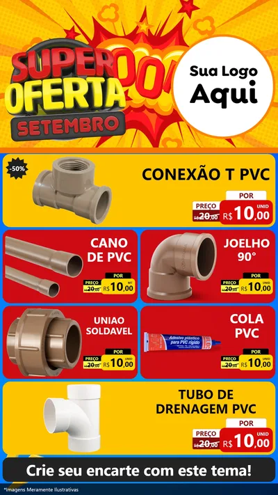 Modelo de TV para TV Vertical com o tema Super Oferta Setembro para Tubos e conexões