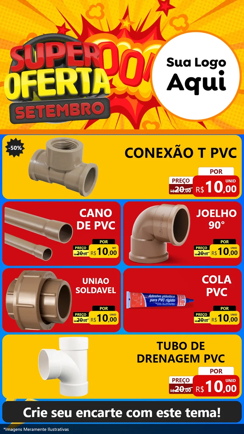 Modelo de TV para TV Vertical com o tema Super Oferta Setembro para Tubos e conexões