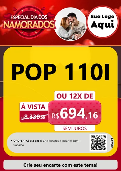 Modelo de Cartaz para Cartaz A4 Vertical com o tema Especial Dia Dos Namorados para Concessionaria de Motos