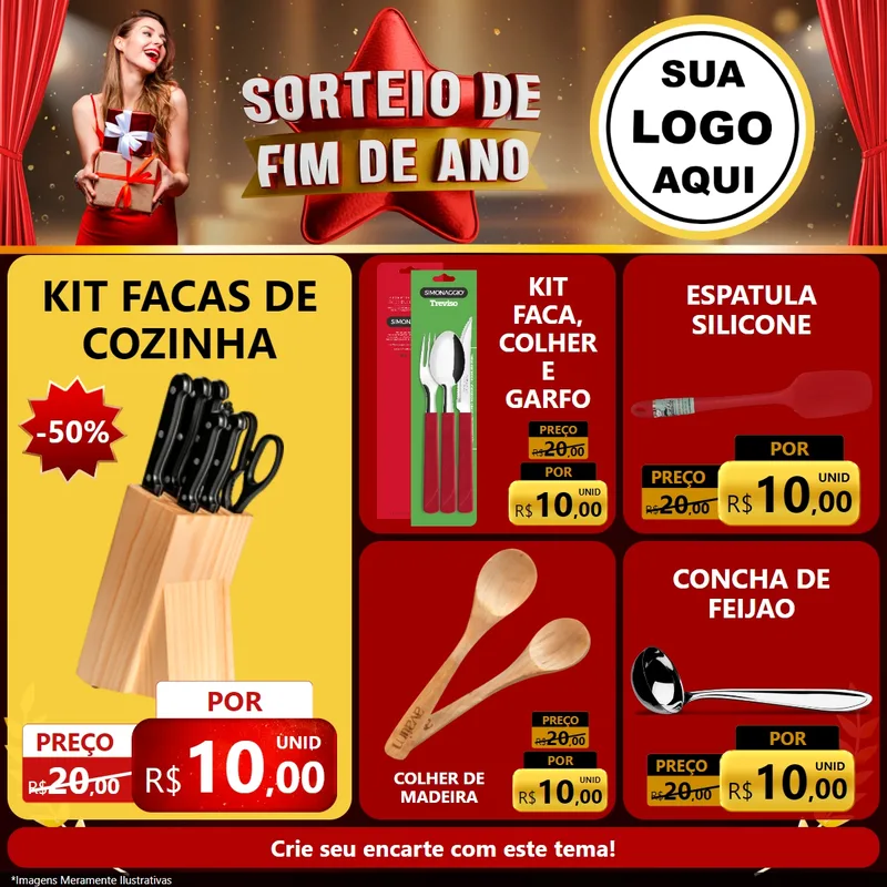 Modelo de Rede Social para Feed Facebook com o tema Sorteio de Fim de Ano para Utilidades Domésticas