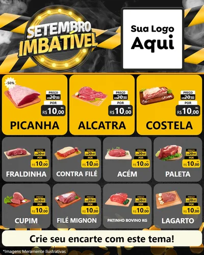 Modelo de Rede Social para Feed Instagram com o tema Setembro Imbatível para Açougue