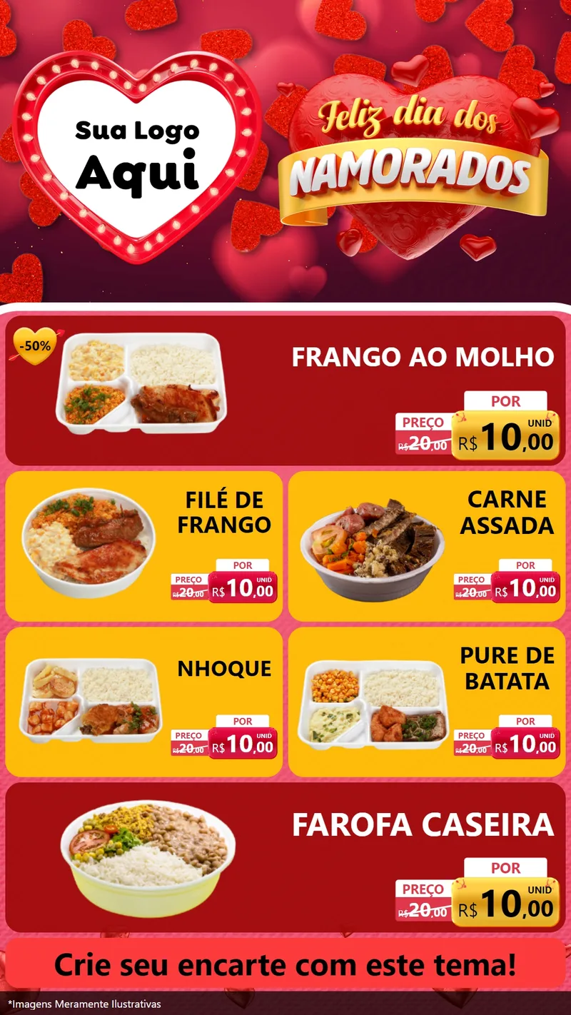 Modelo de TV para TV Vertical com o tema Feliz Dia Dos Namorados para Restaurante
