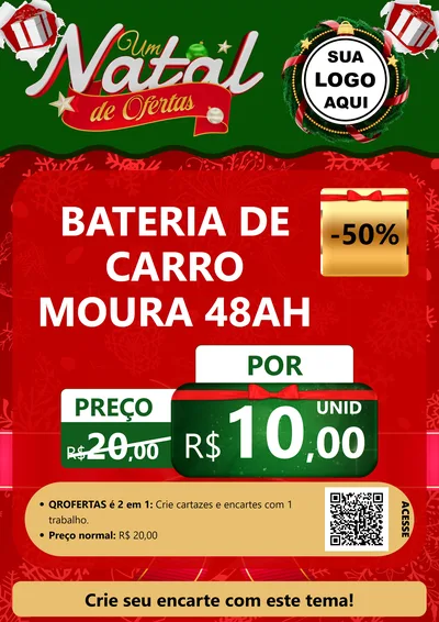 Modelo de Cartaz para Cartaz A4 Vertical com o tema Um Natal de Ofertas para Baterias Elétricas